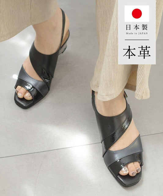 日本製 真皮 坡跟涼鞋