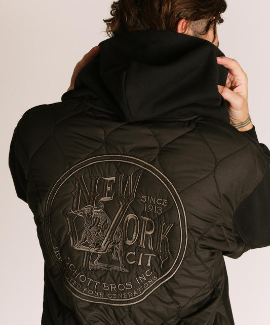 QUILTED COMBI. ZIP HOODED 絎縫拼接拉鍊連帽衛衣