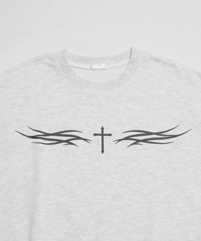 部落圖案衛衣套頭衫 灰色【特價】 (CT6840GY)