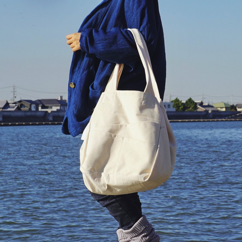 2WAY手提包/米白色/三河織物 圍裙帆布