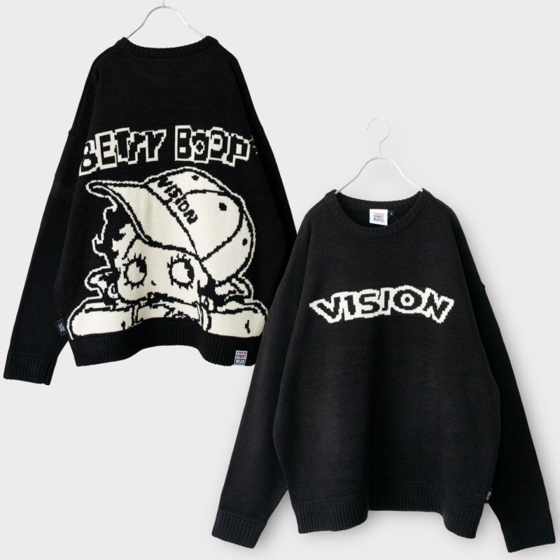 VISION STREET WEAR x 貝蒂·布普 提花針織衫 黑色 (CT6993BK)