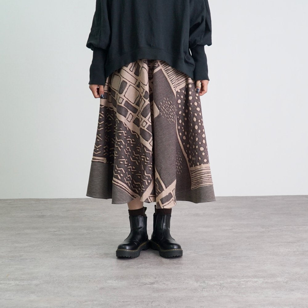 圓形裙-海邊-/2色/尾州提花針織