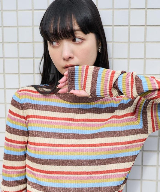 可水洗 閃光圓領針織衫