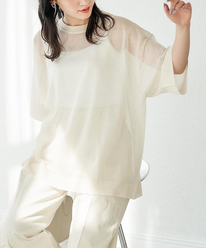 手洗可 混紡亞麻 透氣 半袖 TEE(針織)