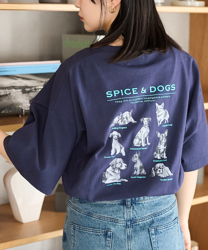 "SPICE&DOGS 8dogs" 動物印花T恤