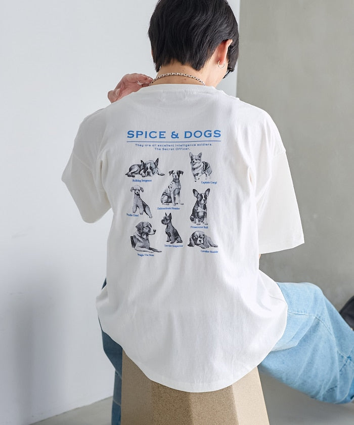 "SPICE&DOGS 8dogs" 動物印花T恤