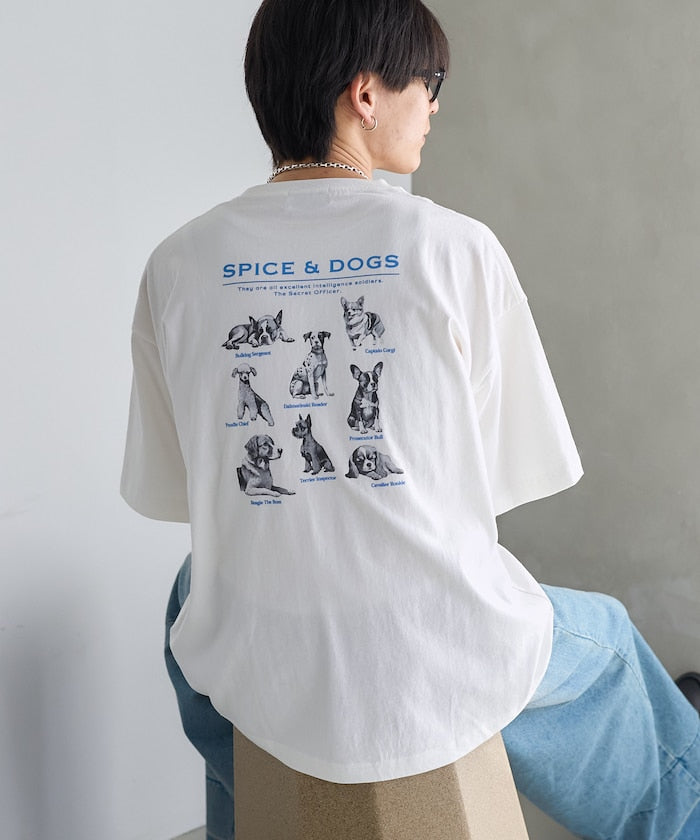 "SPICE&DOGS 8dogs" 動物印花T恤