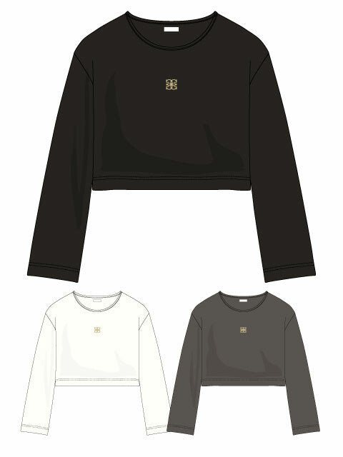 標誌 刺繡 針織彈力布料 兒童 T恤 黑色 (CT7033BK)