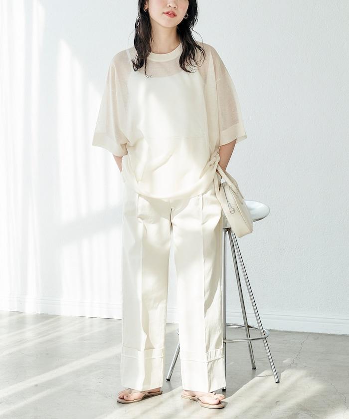 手洗可 混紡亞麻 透氣 半袖 TEE(針織)
