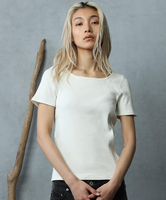 【範式】棉質肋條方領短袖T恤