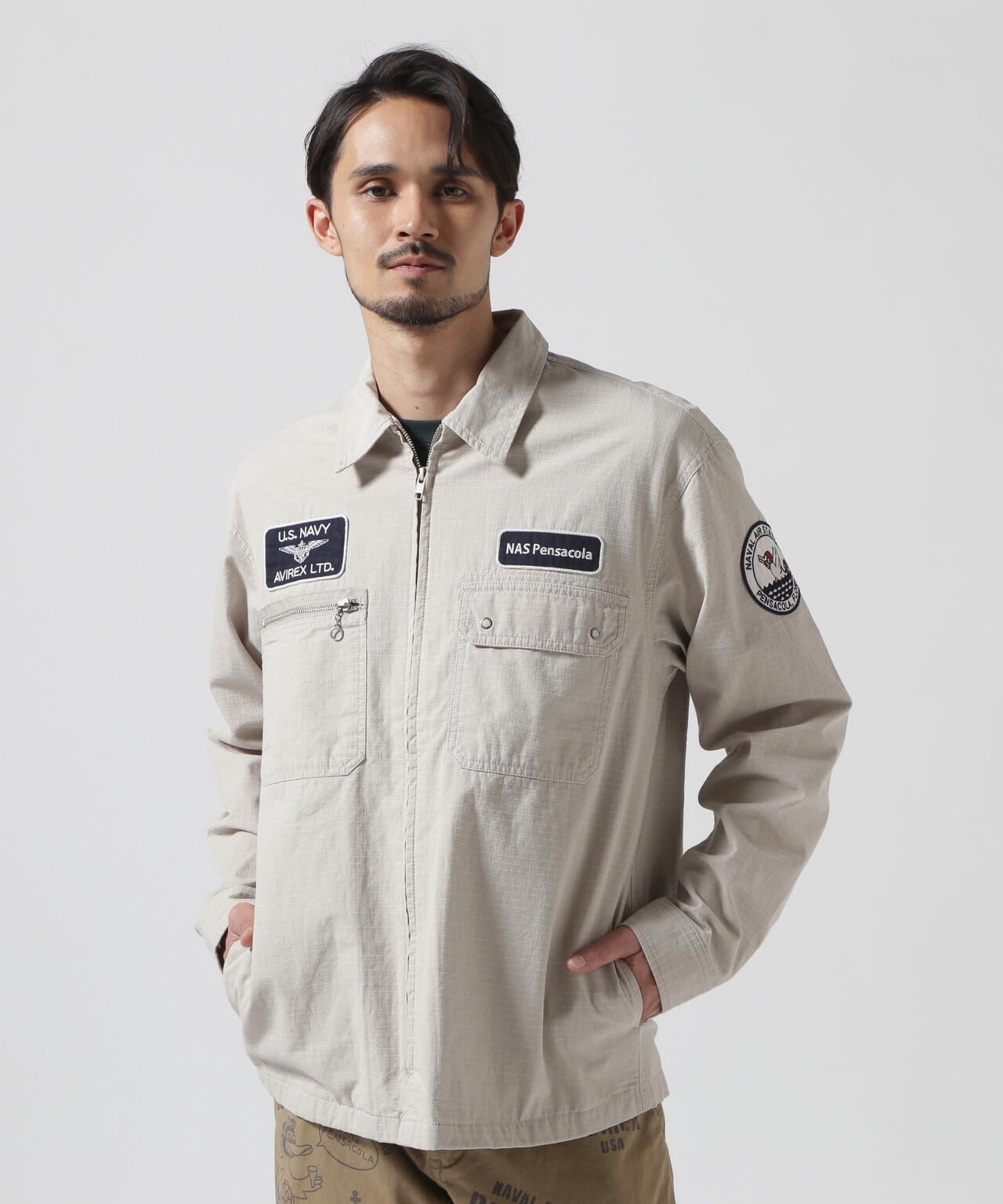 《直營店限定》PIGMENT ZIP UP JACKET / 顏料拉鍊夾克 / AVIREX / 阿維雷克斯