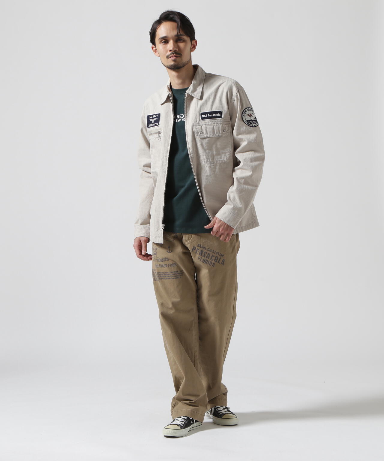 《直營店限定》PIGMENT ZIP UP JACKET / 顏料拉鍊夾克 / AVIREX / 阿維雷克斯