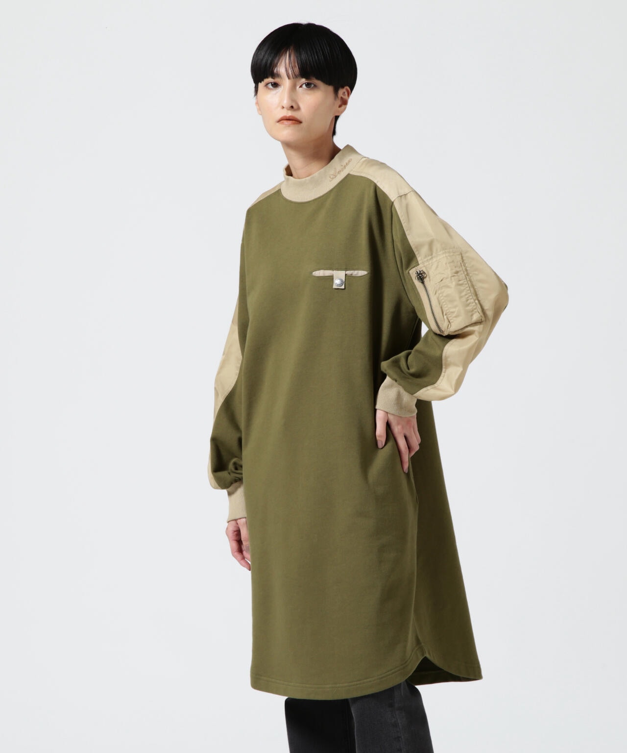 軍事風連衣裙/ ミリタリースウェットワンピース
