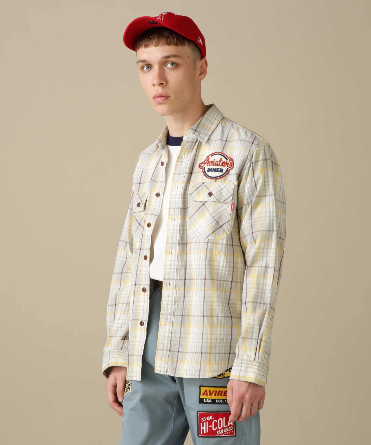 L/S CHECK WORK SHIRT Aviators Diner / 長袖格子工作襯衫 飛行員餐廳