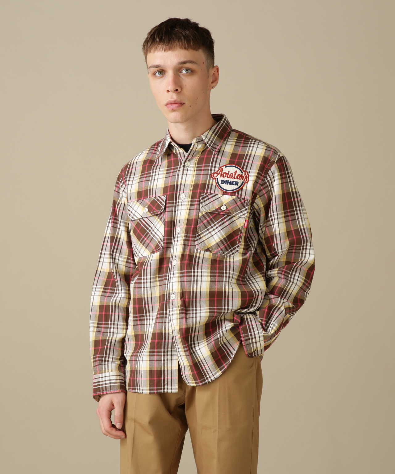 L/S CHECK WORK SHIRT Aviators Diner / 長袖格子工作襯衫 飛行員餐廳