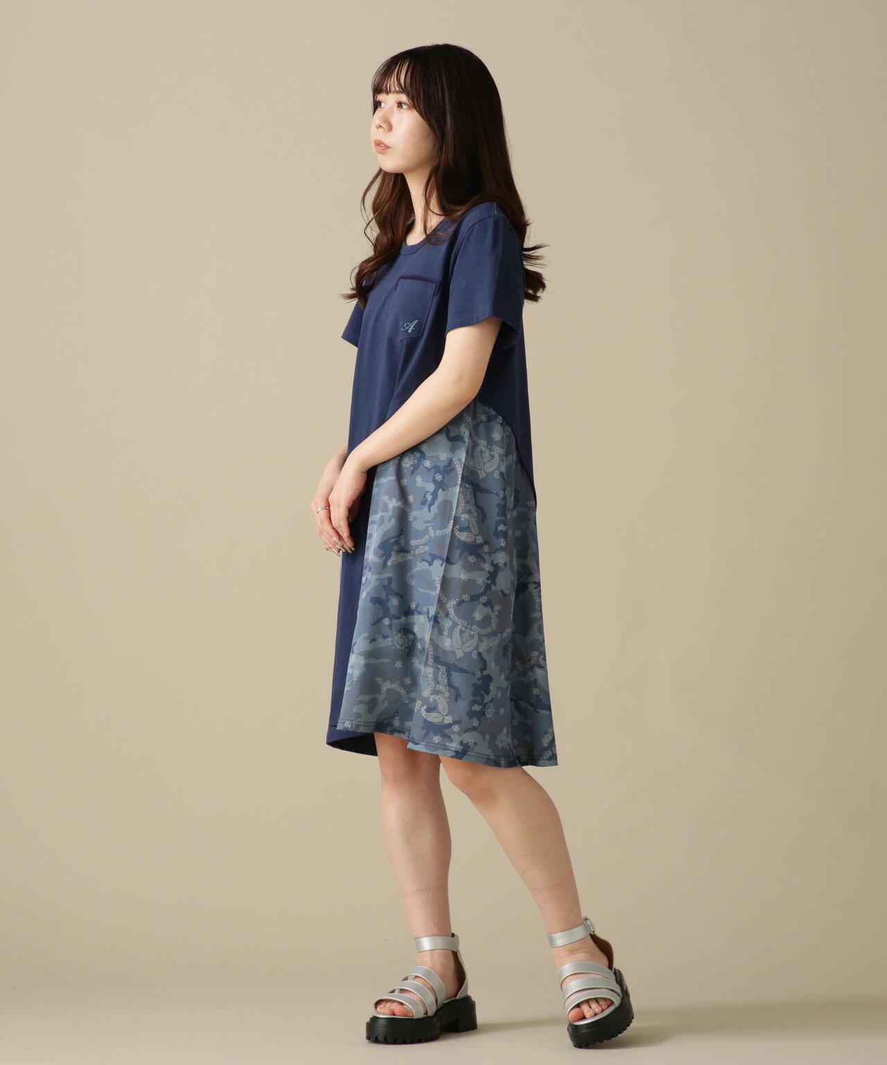 CAMO×BANDANA PRINT ONEPIECE/ 迷彩×頭巾印花連衣裙