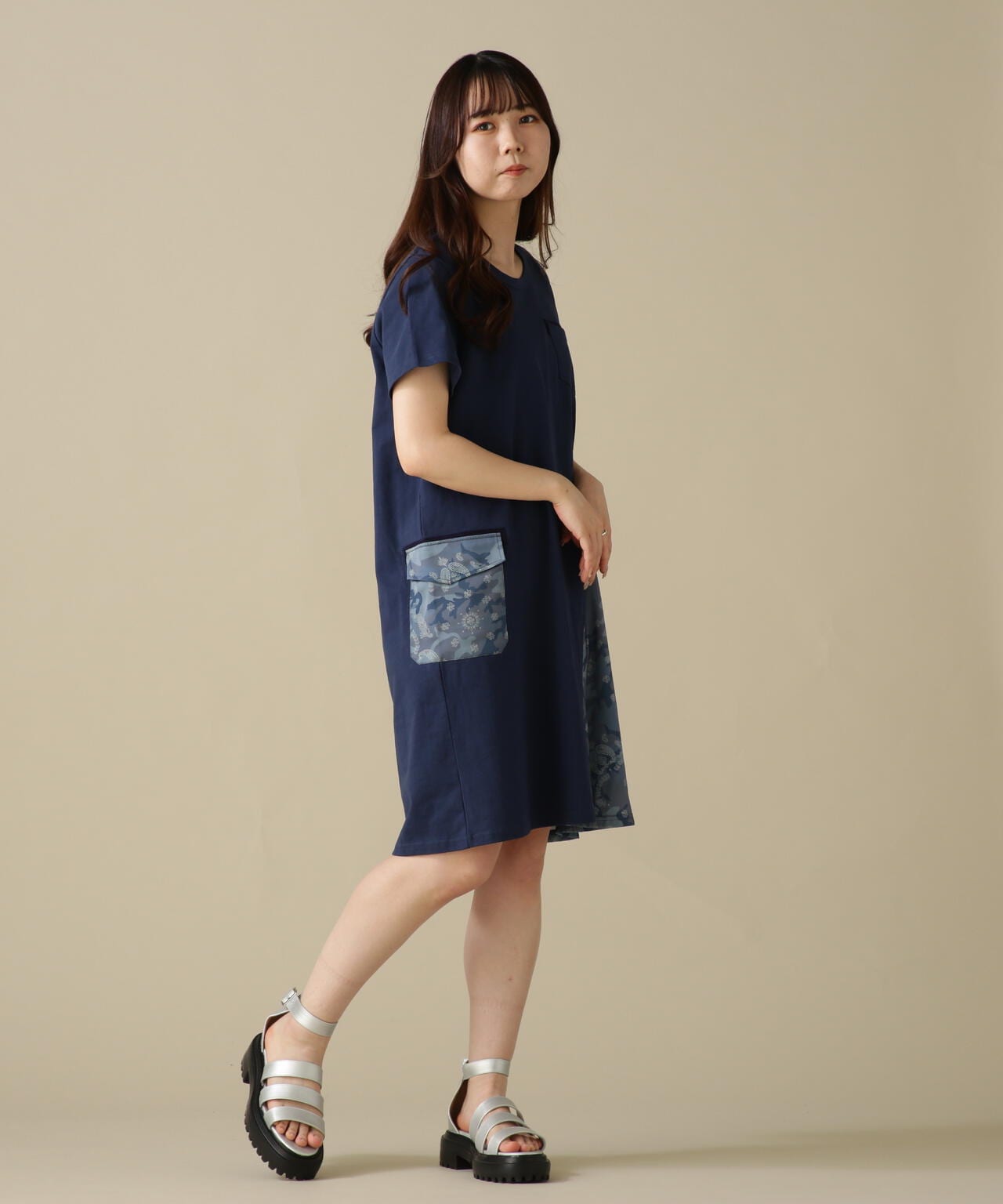 CAMO×BANDANA PRINT ONEPIECE/ 迷彩×頭巾印花連衣裙