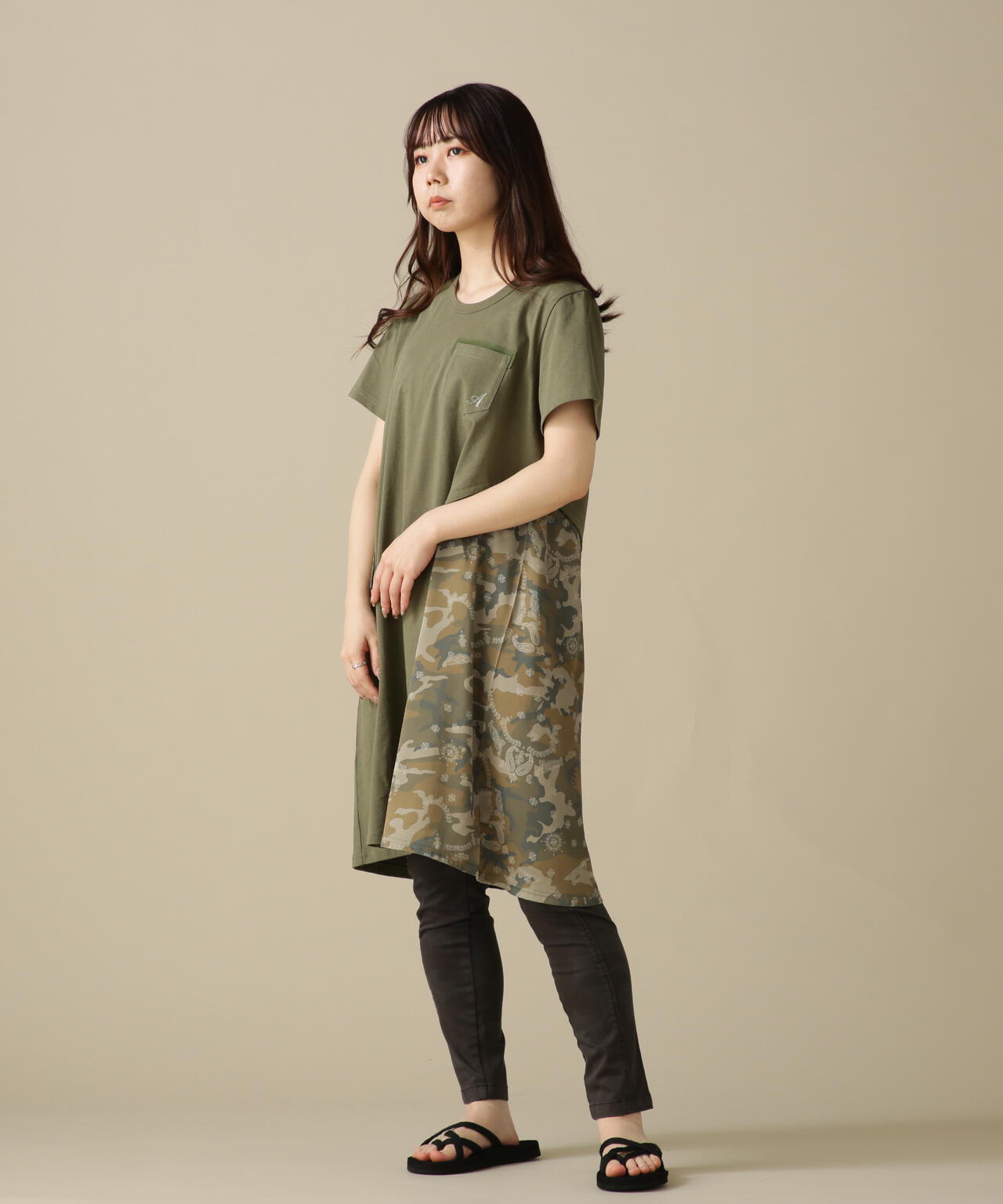 CAMO×BANDANA PRINT ONEPIECE/ 迷彩×頭巾印花連衣裙