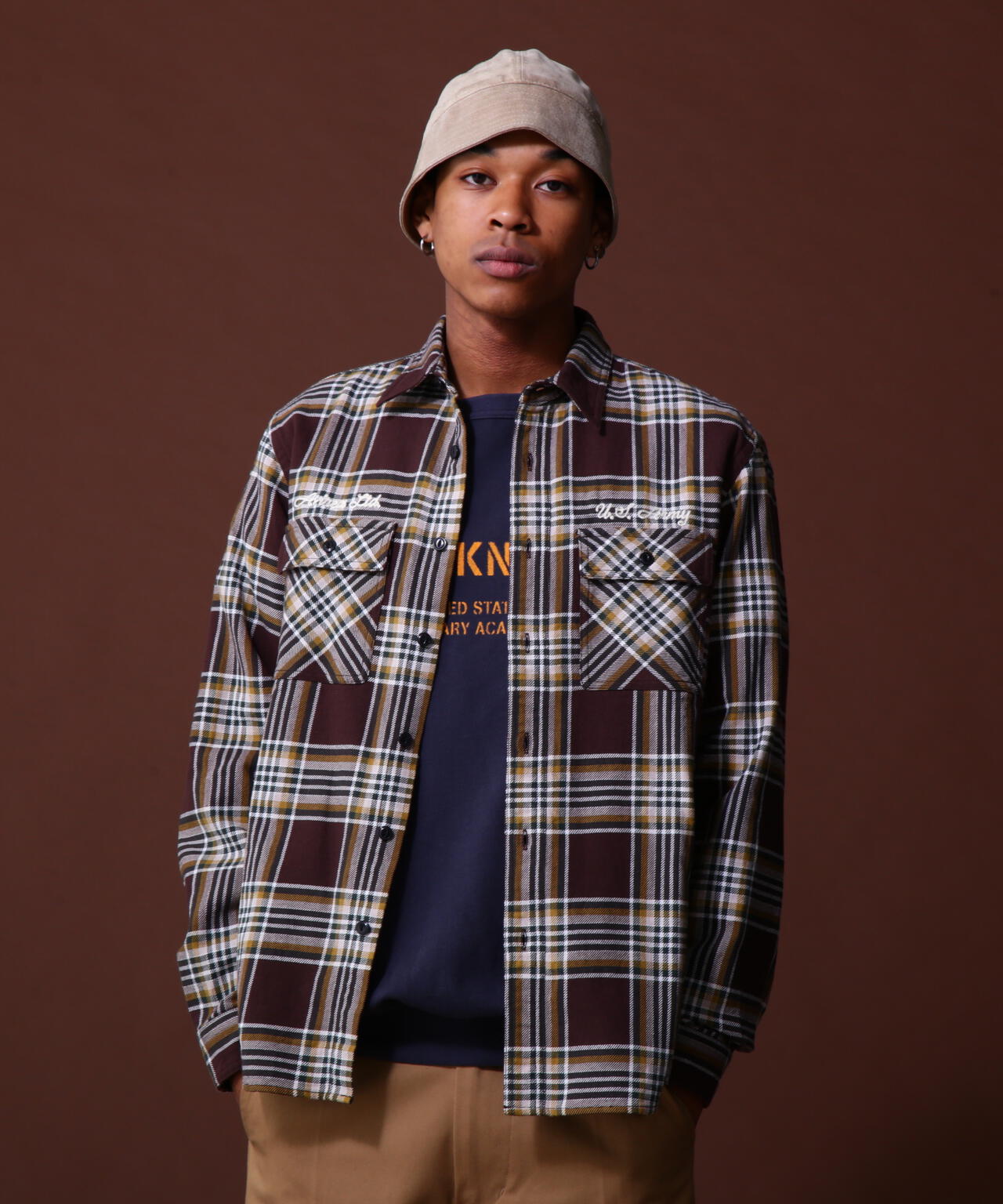 《COLLECTION》COTTON CHECK EMBROIDERY SHIRT