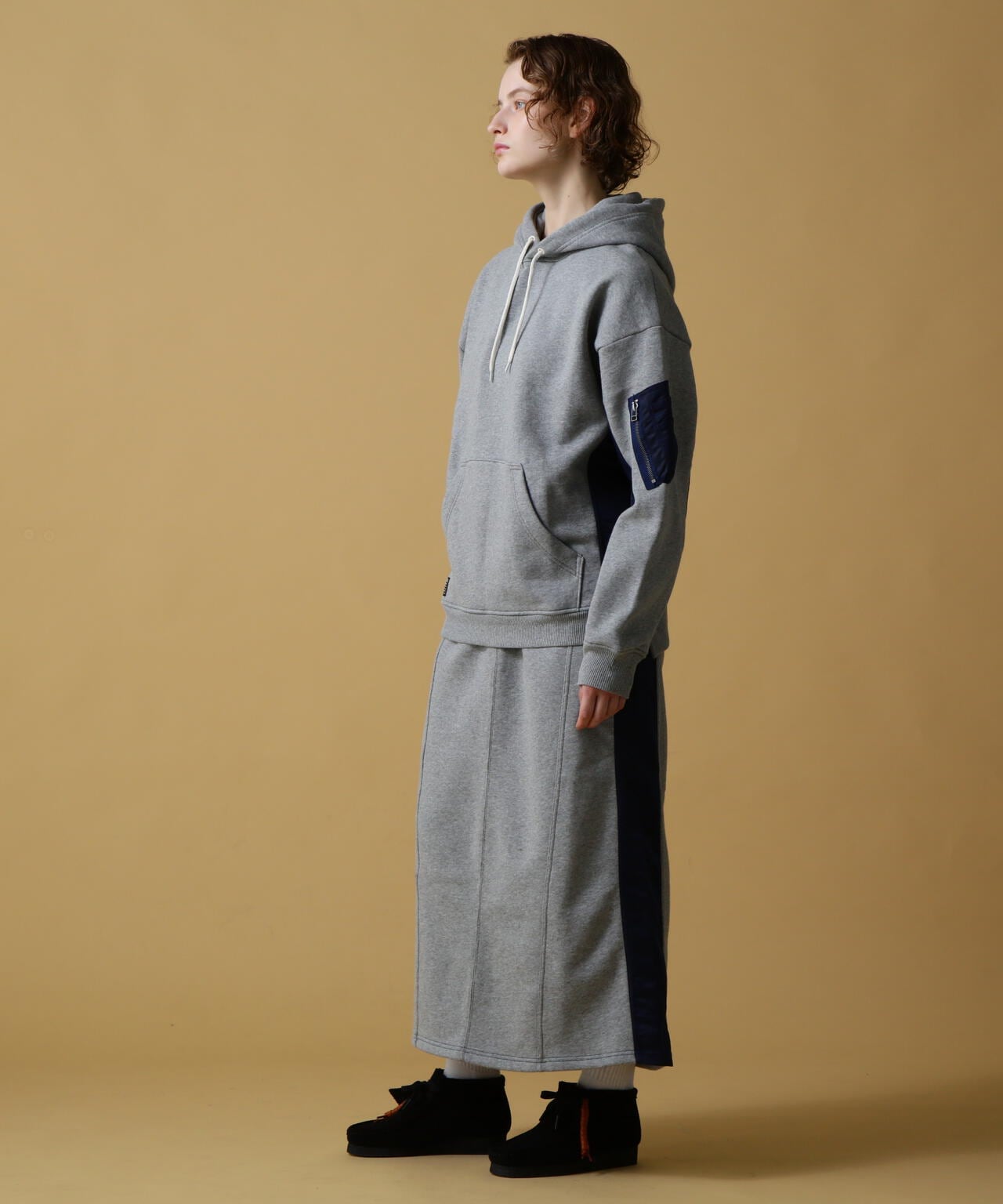《&DEPOT限定》衛衣拼接長裙/ SWEAT COMBI LONG SKIRT