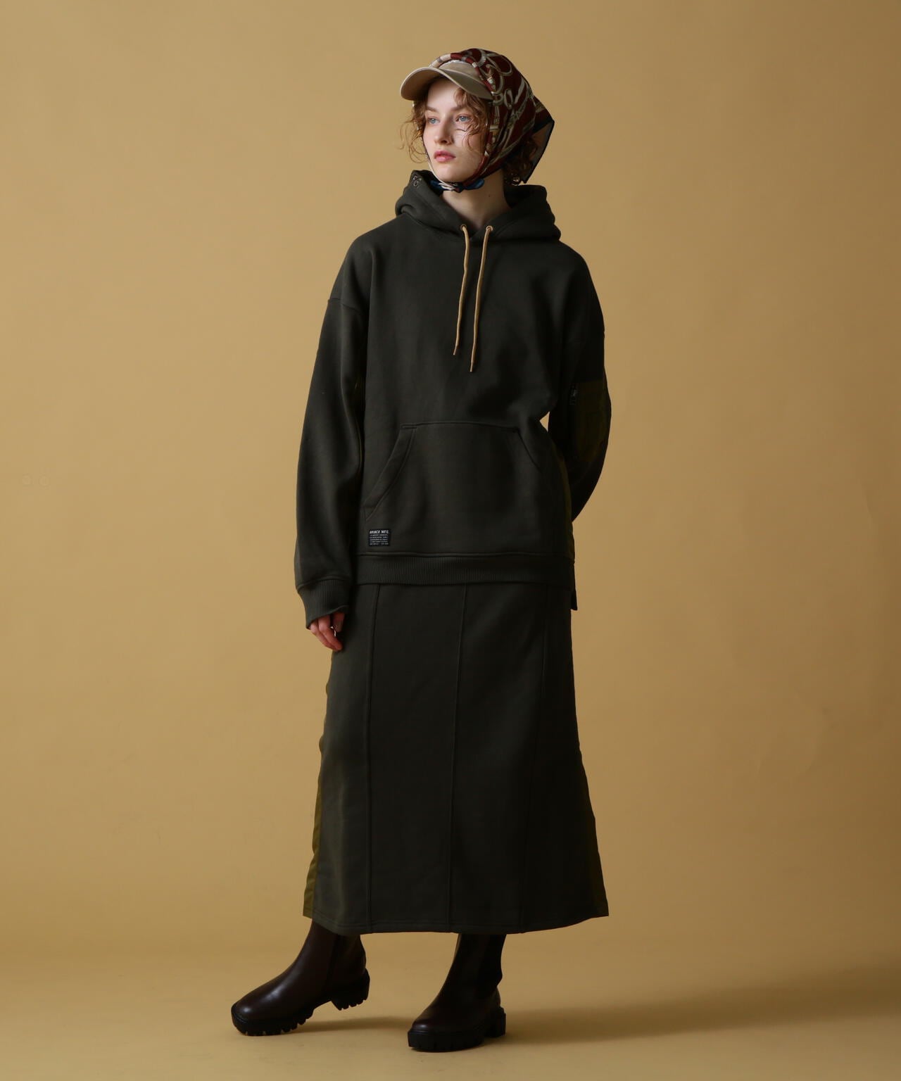 《&DEPOT限定》衛衣拼接長裙/ SWEAT COMBI LONG SKIRT