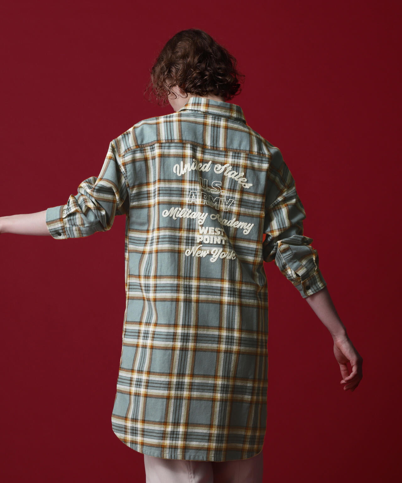 《COLLECTION》L/S COMBI PATTERN CHECK SHIRT ONEPIECE