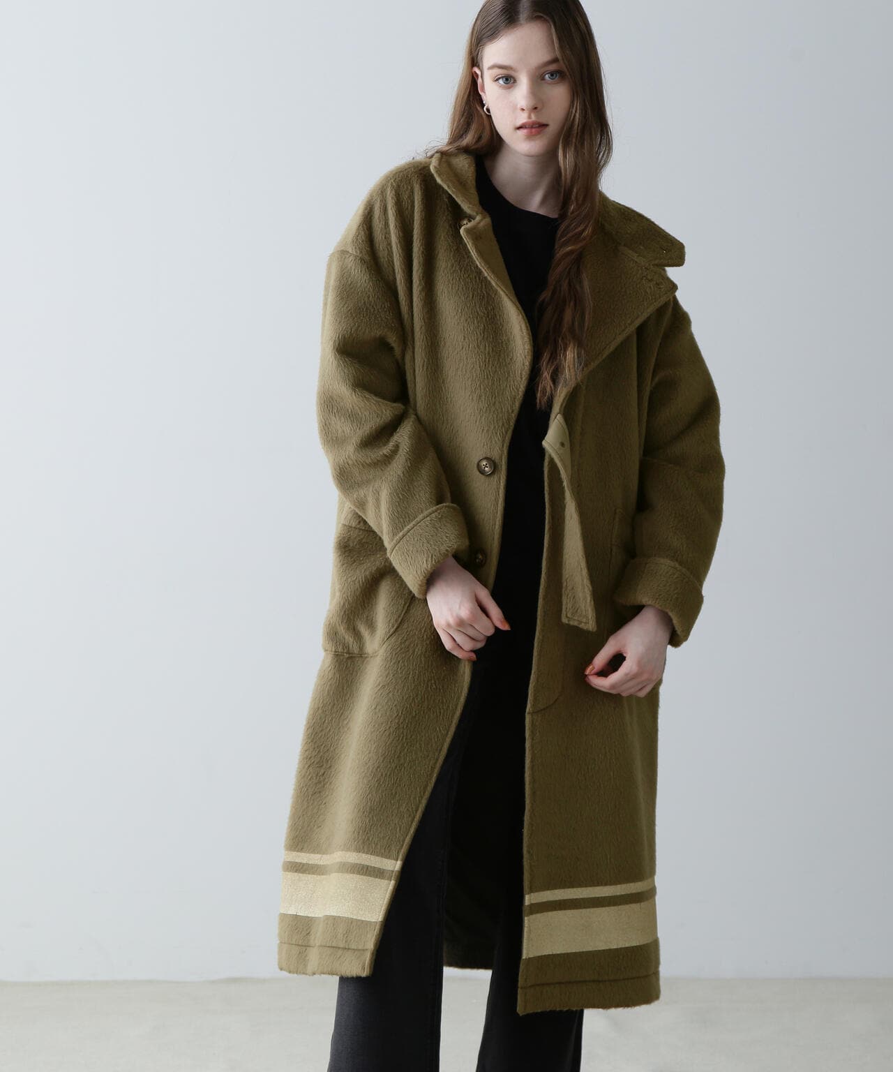 SLIVER KNIT LONG COAT/銀色針織長款大衣