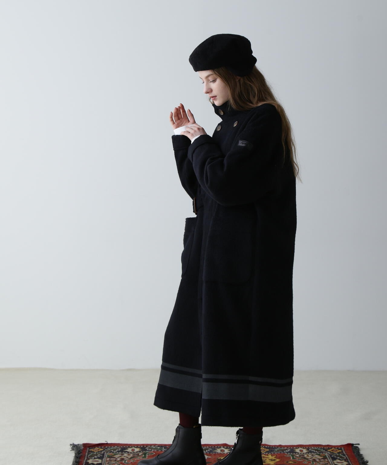 SLIVER KNIT LONG COAT/銀色針織長款大衣