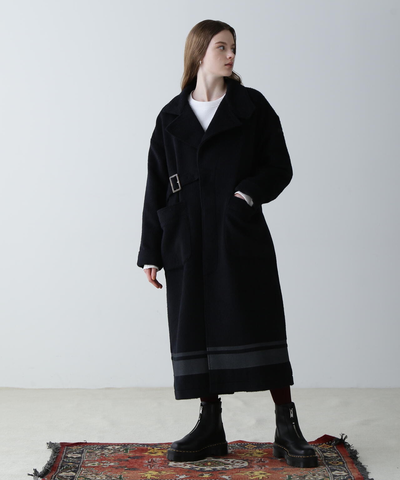 SLIVER KNIT LONG COAT/銀色針織長款大衣
