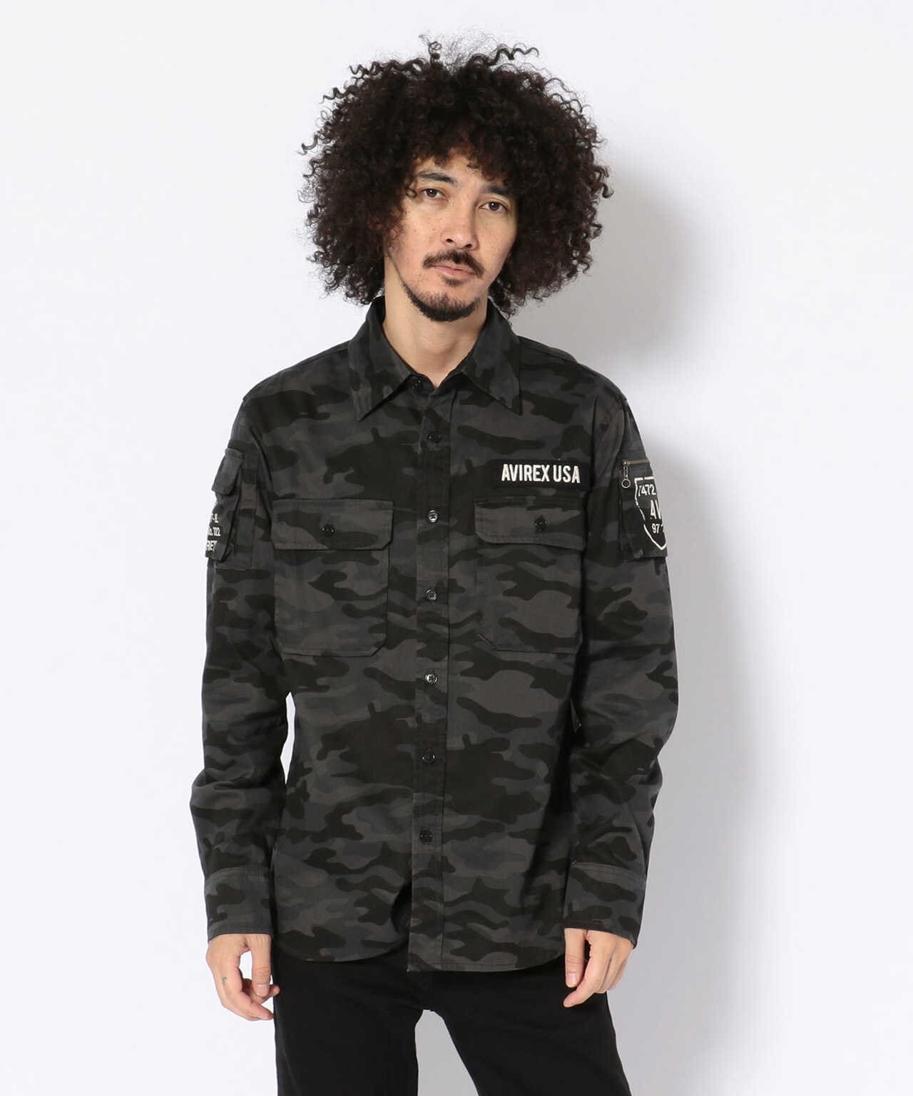 AVIREX/阿維雷克斯/FATIGUE KHAKI SHIRT/長袖迷彩卡其色襯衫