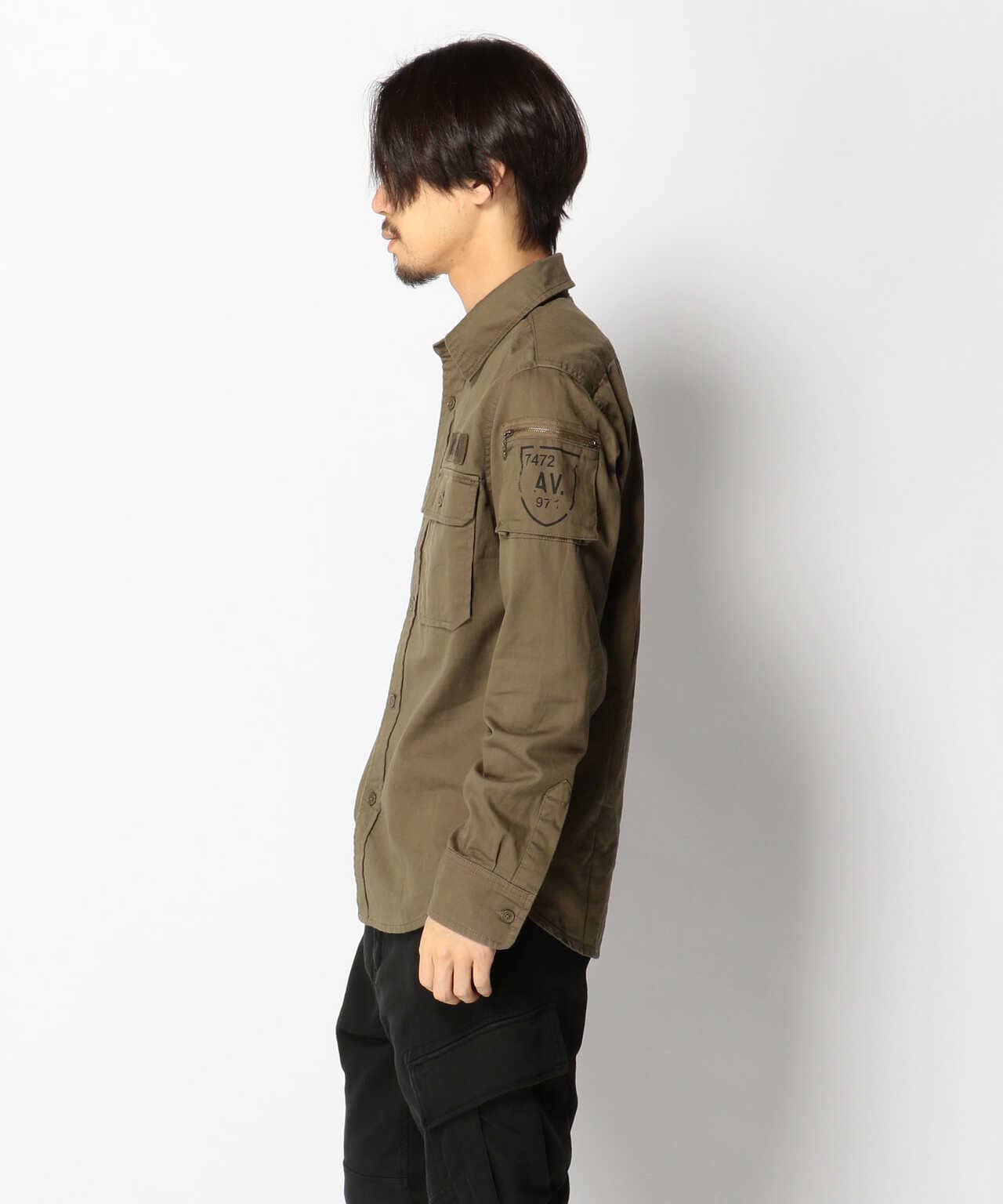 AVIREX/阿維雷克斯/FATIGUE KHAKI SHIRT/長袖迷彩卡其色襯衫