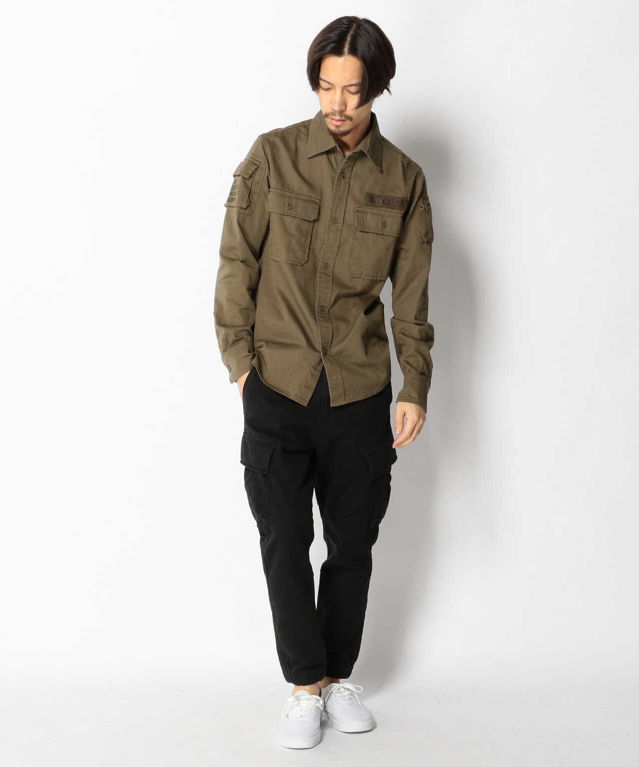 AVIREX/阿維雷克斯/FATIGUE KHAKI SHIRT/長袖迷彩卡其色襯衫