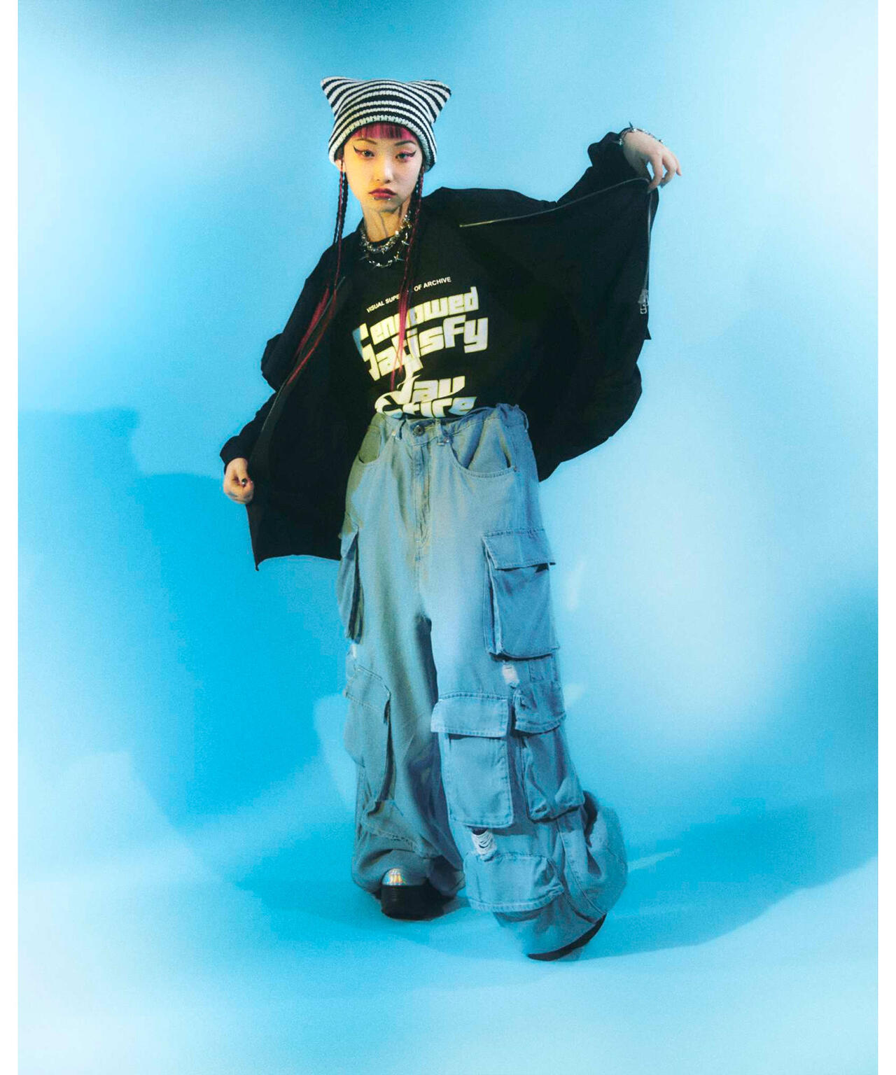 DankeSchon/PREMIUM RELUX DENIM ICEWASH CARGOPANTS
