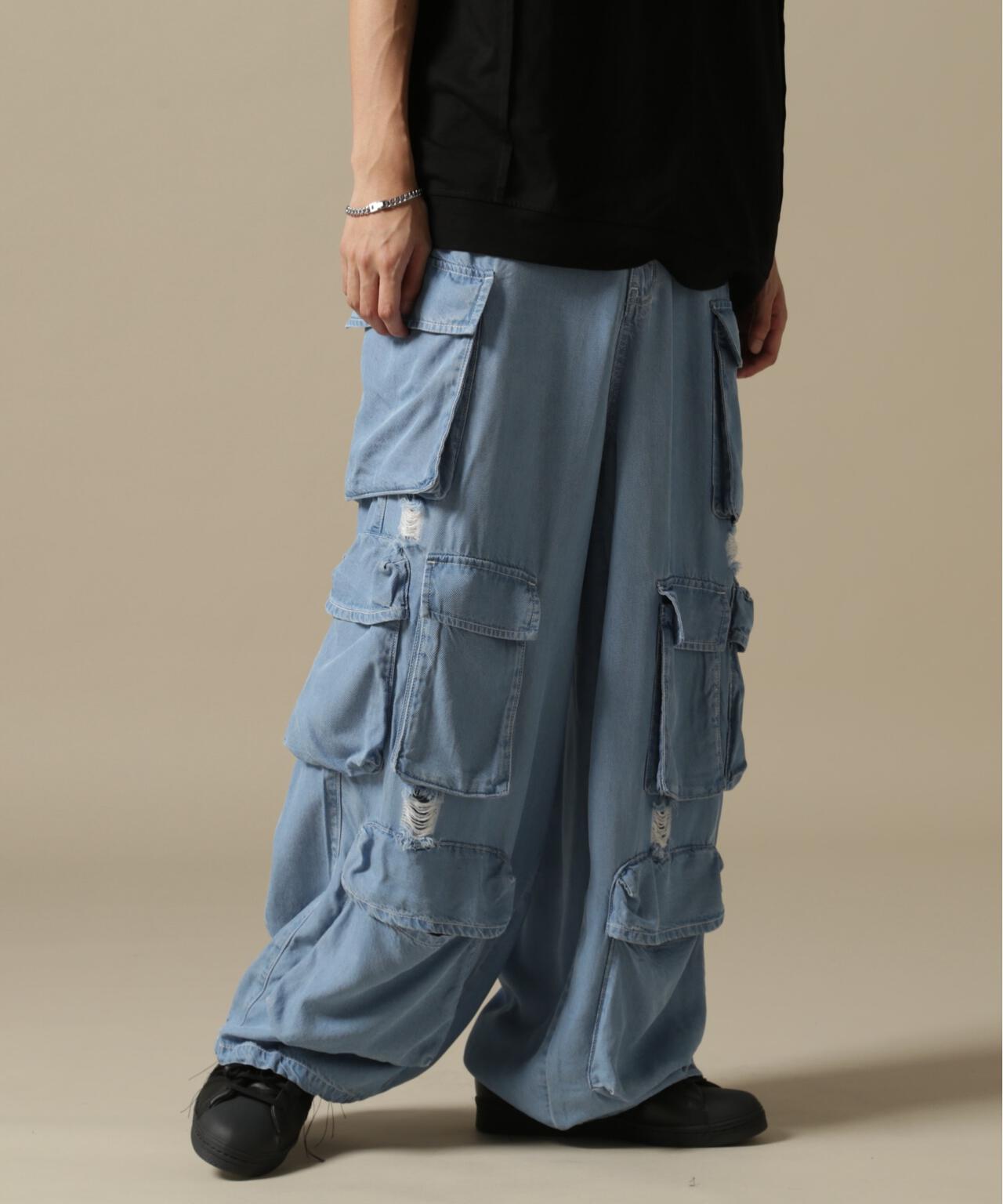 DankeSchon/PREMIUM RELUX DENIM ICEWASH CARGOPANTS