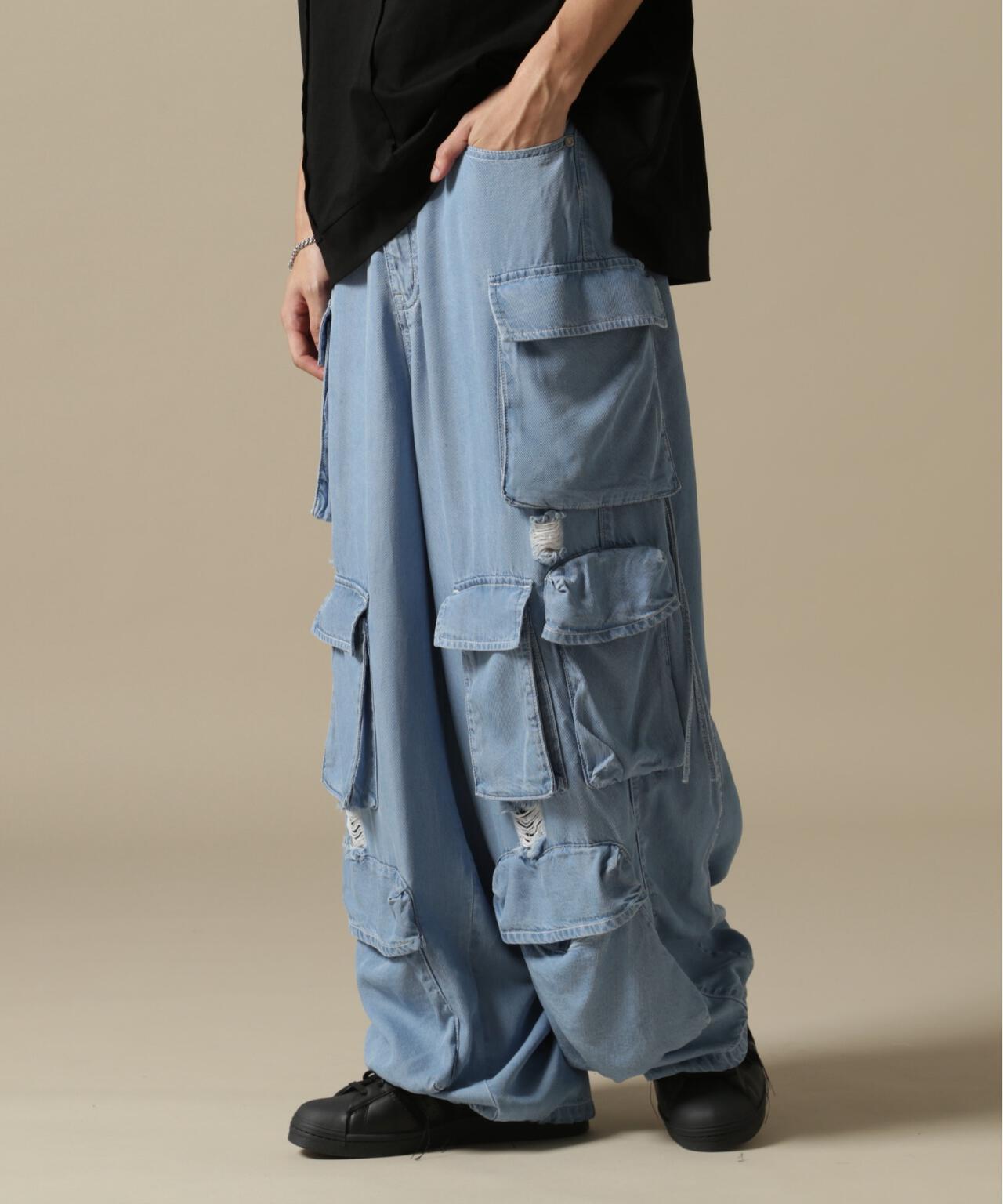 DankeSchon/PREMIUM RELUX DENIM ICEWASH CARGOPANTS