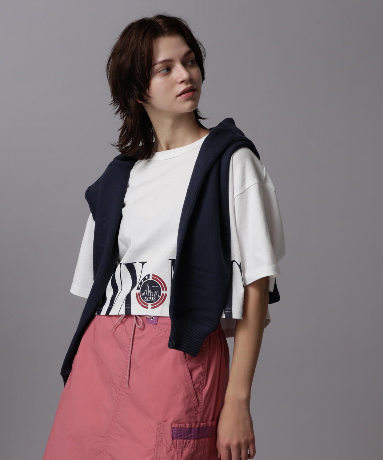 HEM LOGO PRINT T-SHIRT/拼接標誌印花T恤