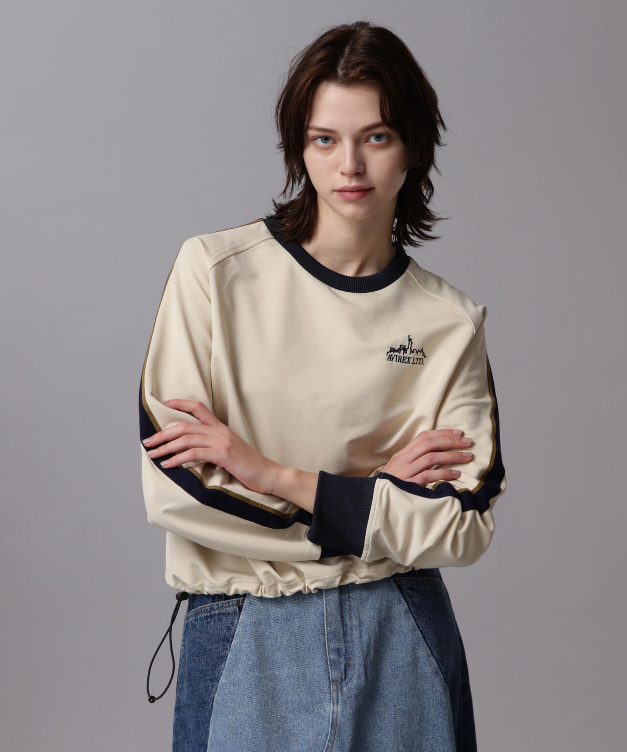 《&DEPOT限定》TRACK PULL OVER TOPS/運動風拉鍊套頭衫