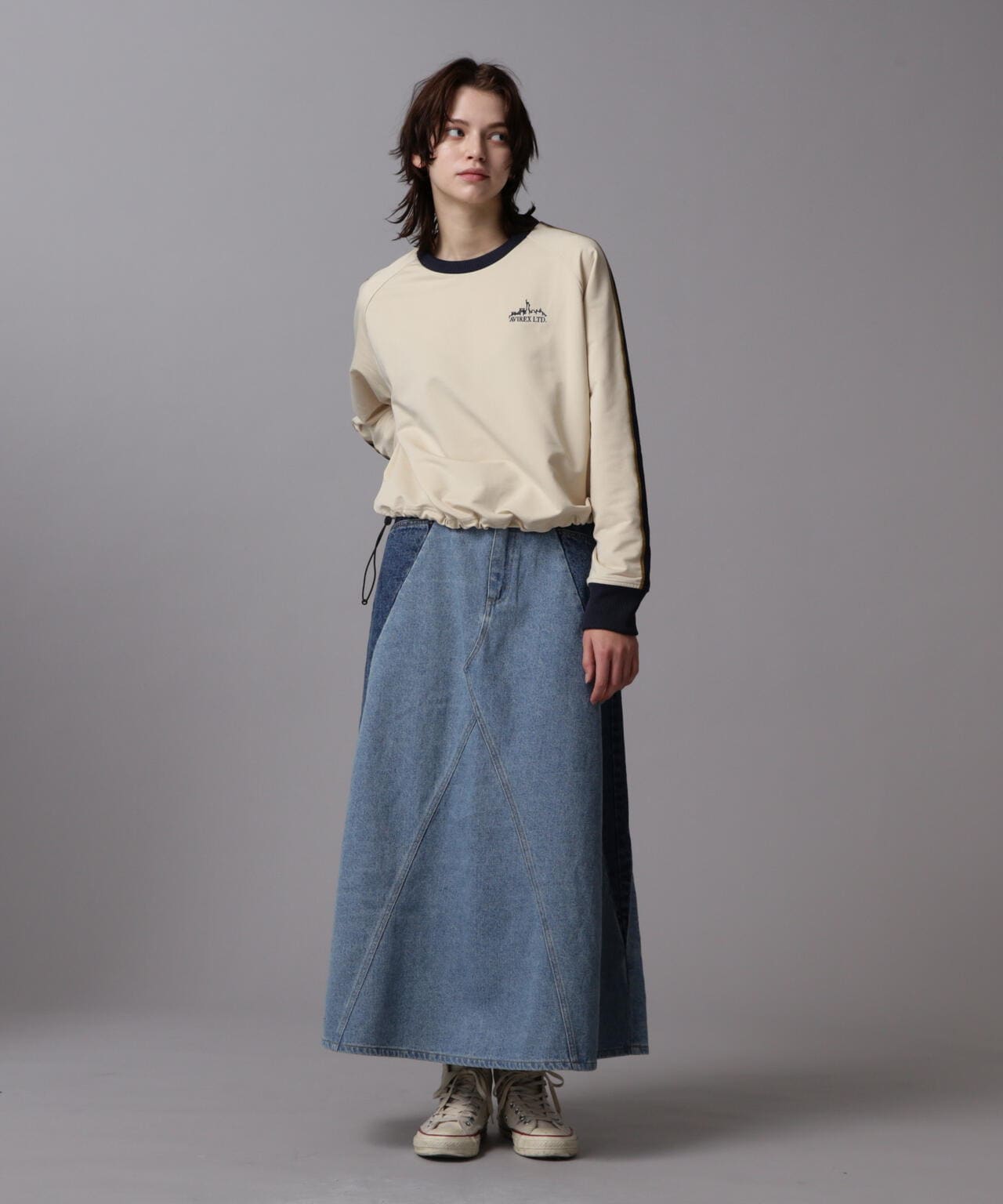 《&DEPOT限定》TRACK PULL OVER TOPS/運動風拉鍊套頭衫