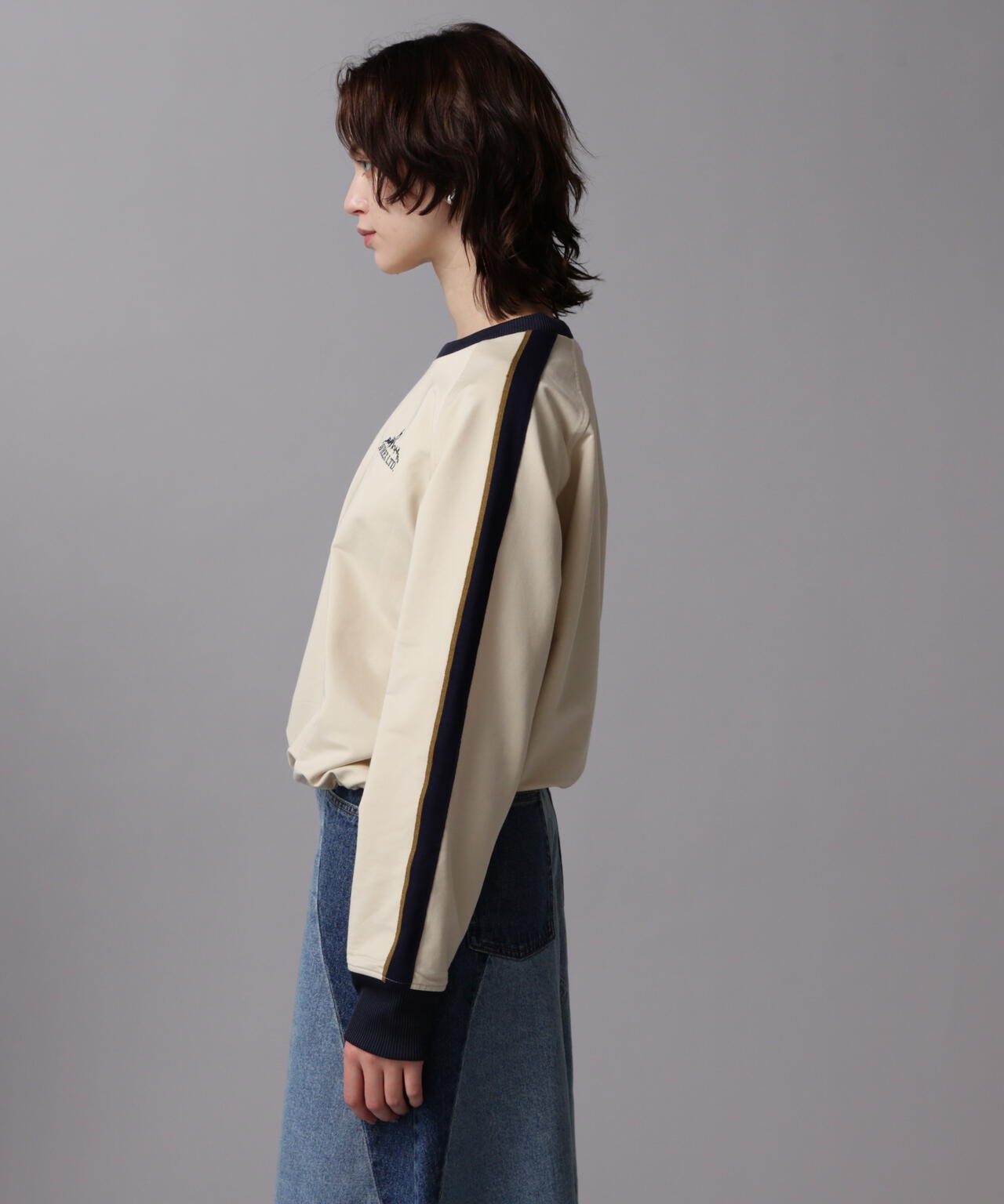 《&DEPOT限定》TRACK PULL OVER TOPS/運動風拉鍊套頭衫