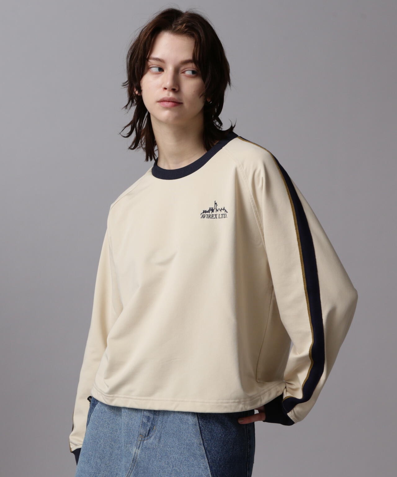 《&DEPOT限定》TRACK PULL OVER TOPS/運動風拉鍊套頭衫