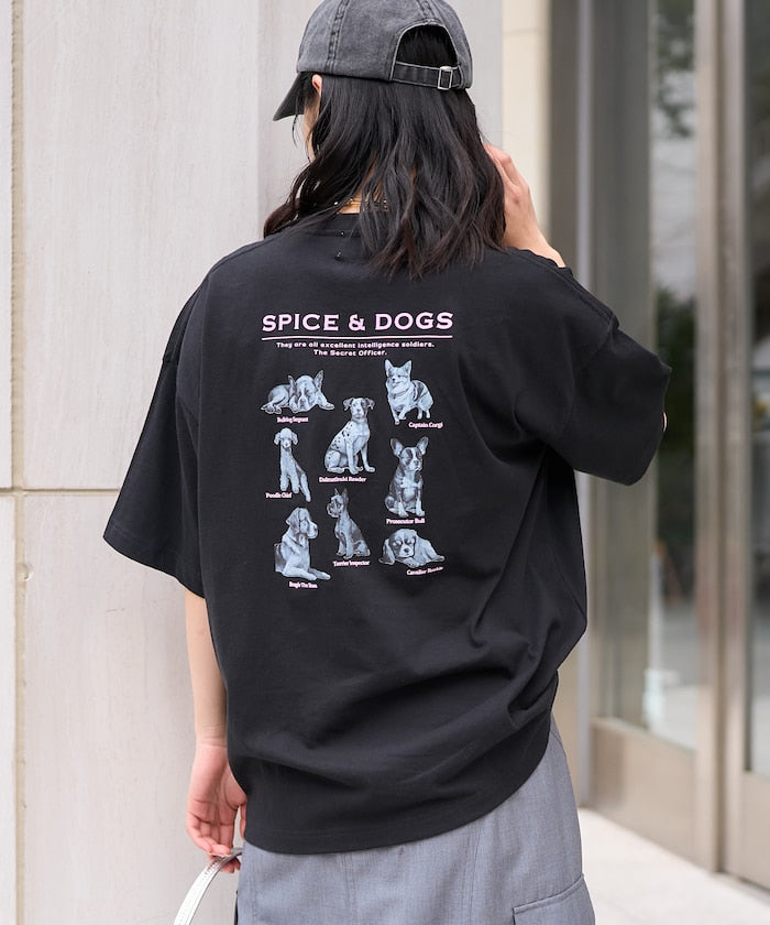 "SPICE&DOGS 8dogs" 動物印花T恤