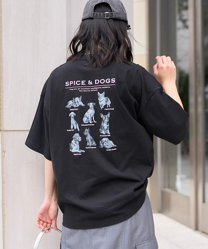 "SPICE&DOGS 8dogs" 動物印花T恤
