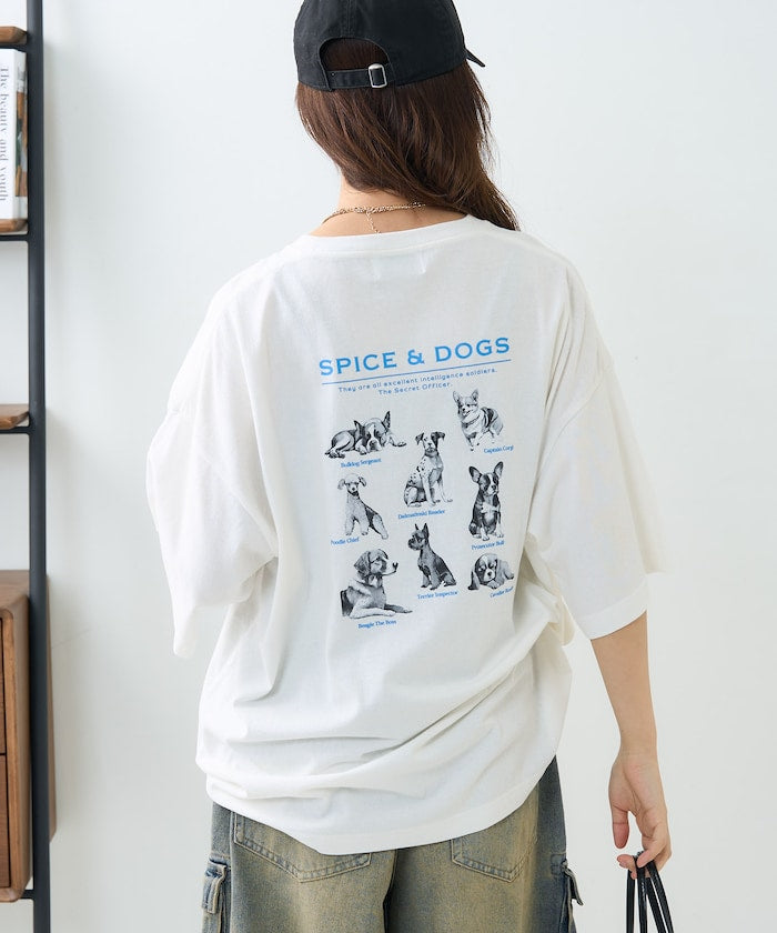 "SPICE&DOGS 8dogs" 動物印花T恤