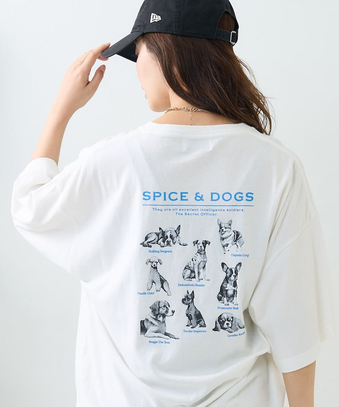 "SPICE&DOGS 8dogs" 動物印花T恤
