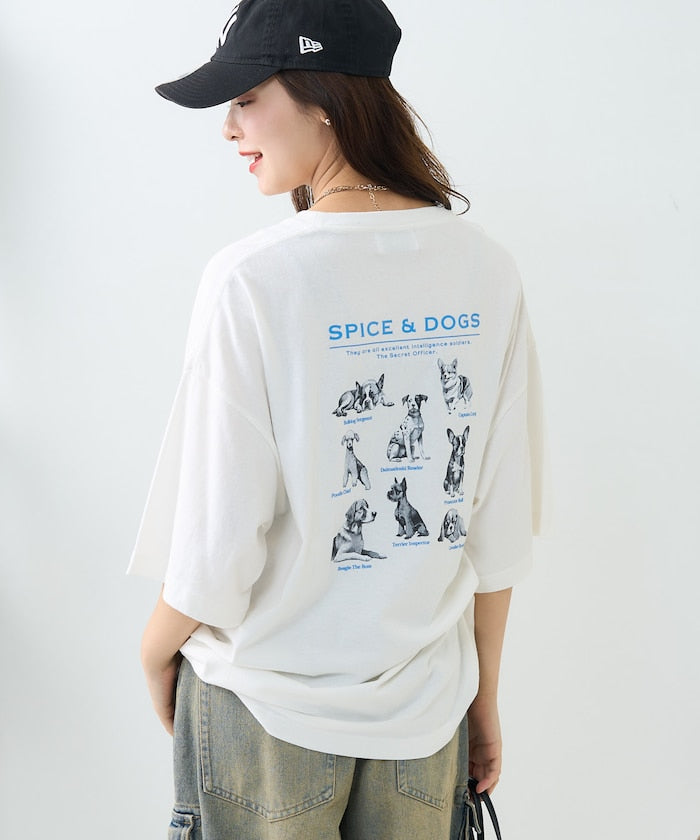 "SPICE&DOGS 8dogs" 動物印花T恤