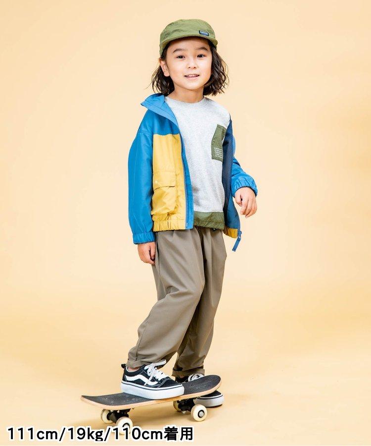 異材料拼接口袋連帽長袖T恤