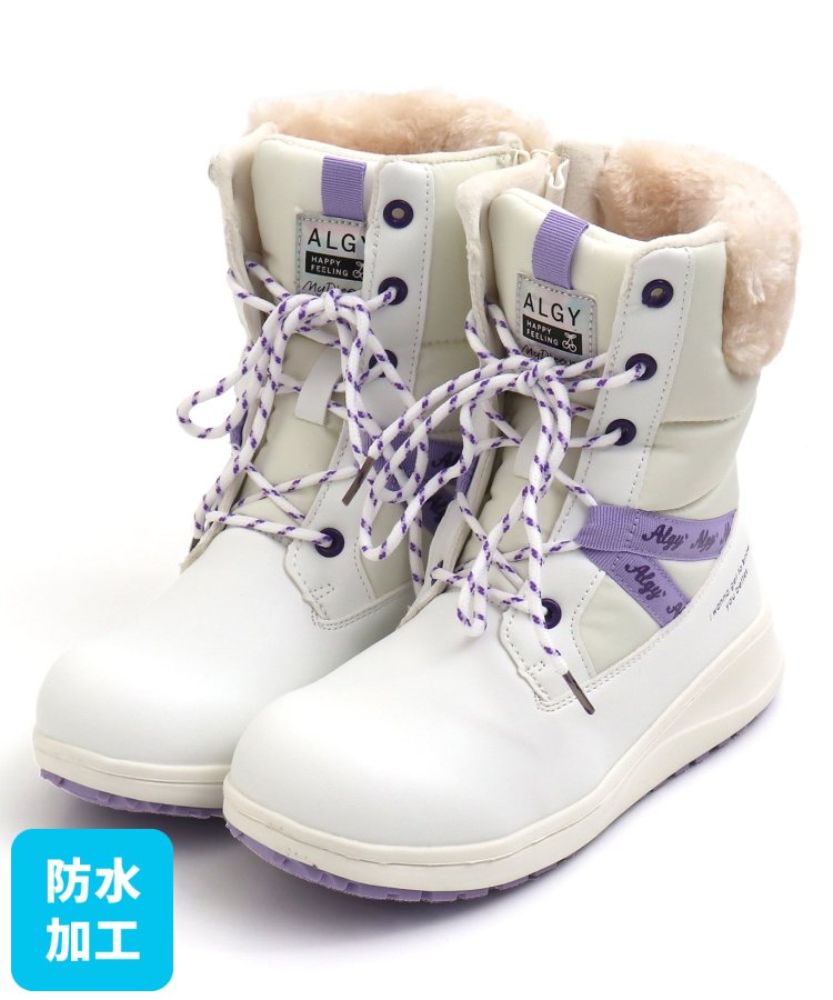 帶絨毛標誌帶中筒靴_防水加工