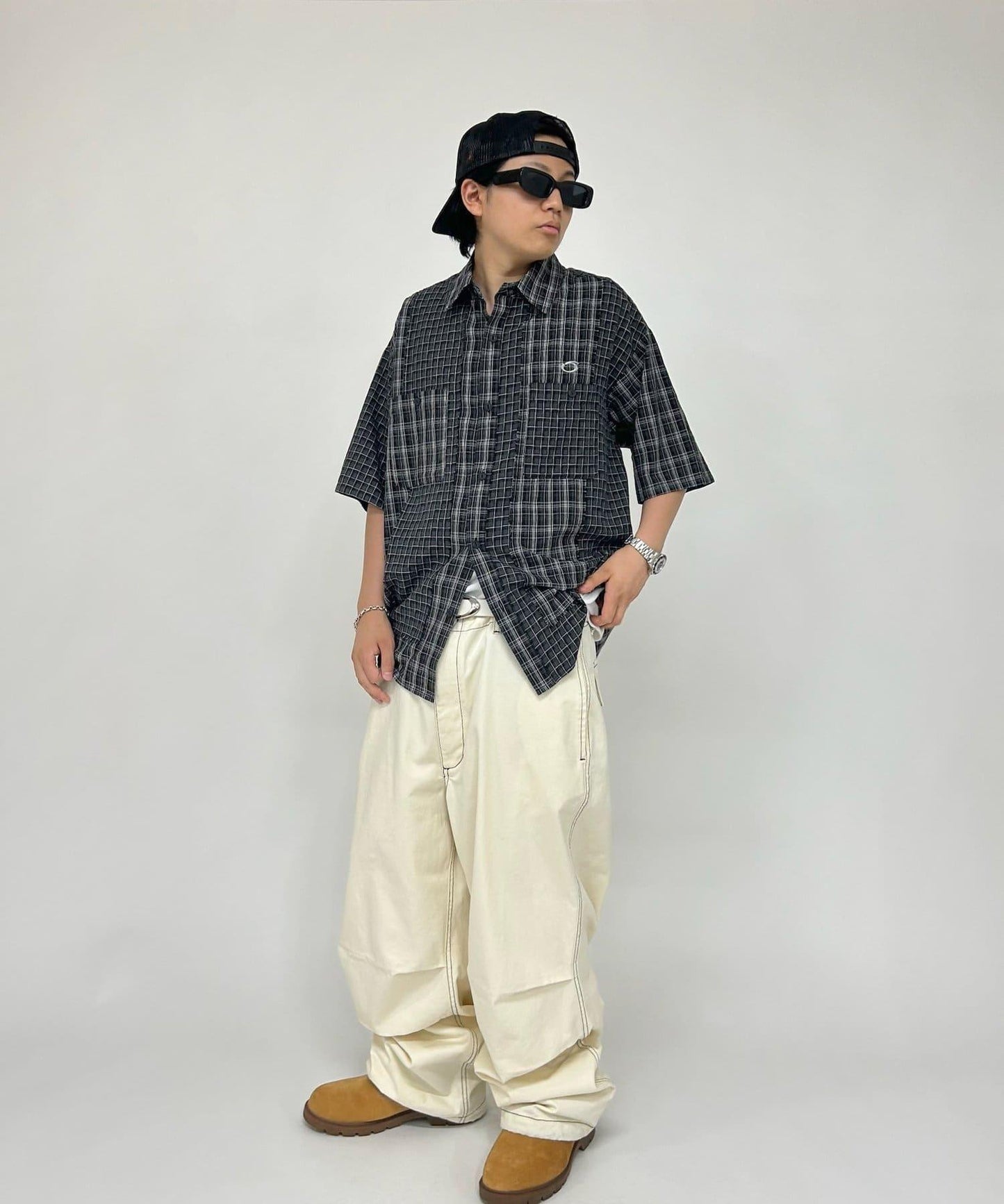 【WHO'S WHO gallery】布朗克斯拼接格子襯衫