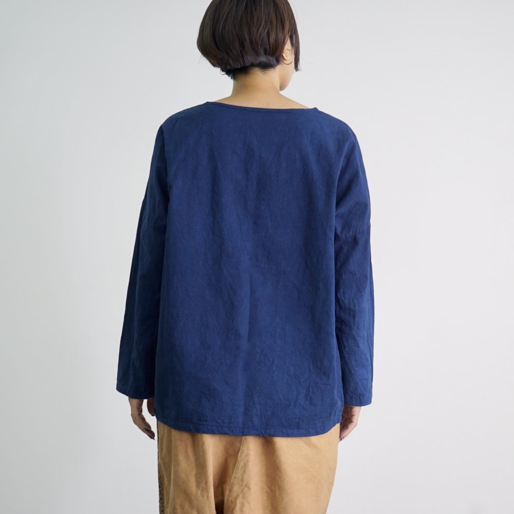 木棉長款T恤/海軍藍色/遠州織物