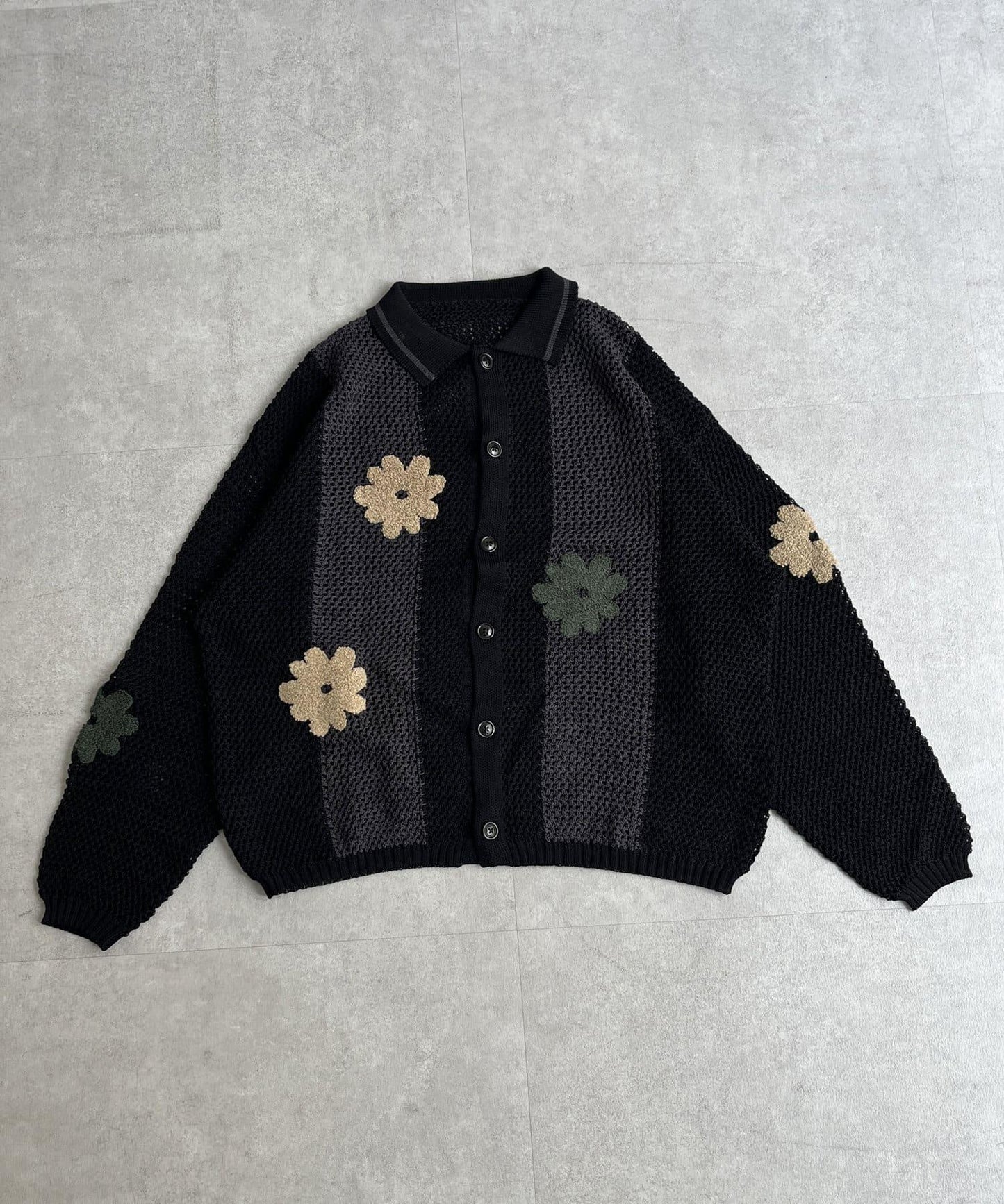 花朵圖案拉鍊開衫